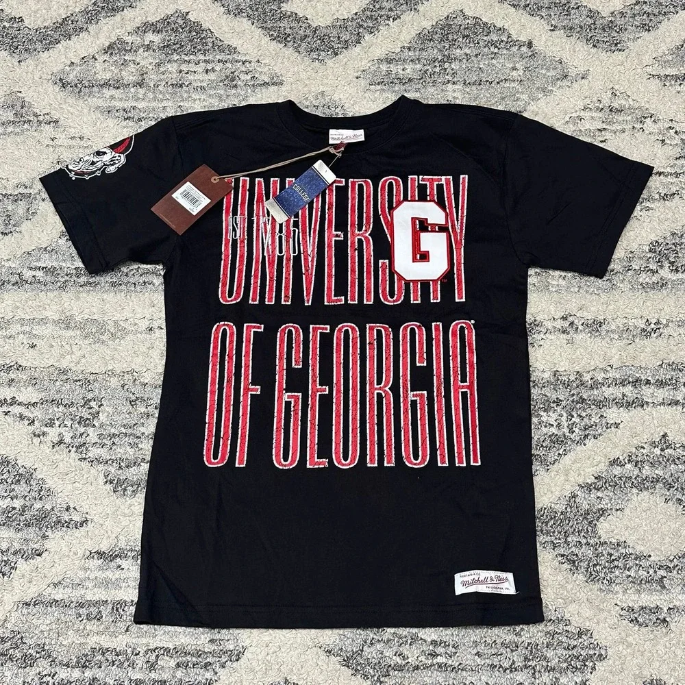 Mitchell & Ness University Of Georgia Bulldogs Tee Shirt Black Men's Size Small